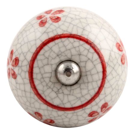 Red Floral Crackle Ceramic Wine Stopper